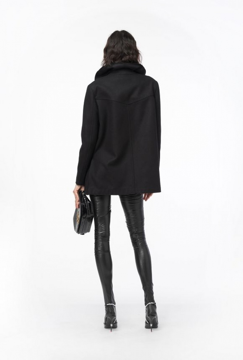 Pinko Pea Coat With Large Ruching LIMO BLACK | SN-PKO33660