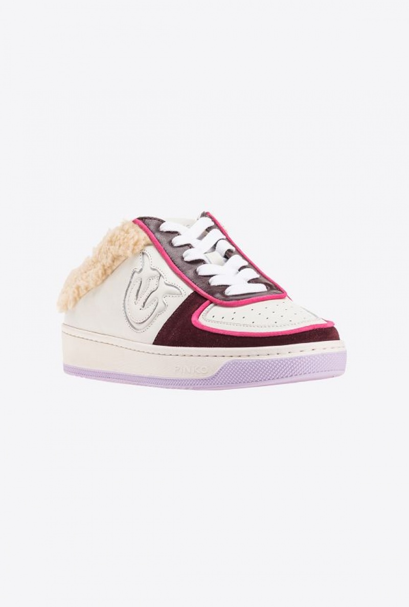 Pinko Pinko Basketball Mule Sneakers | Acbc WHITE/BURGUNDY/FUSCHIA | SN-PKO34125