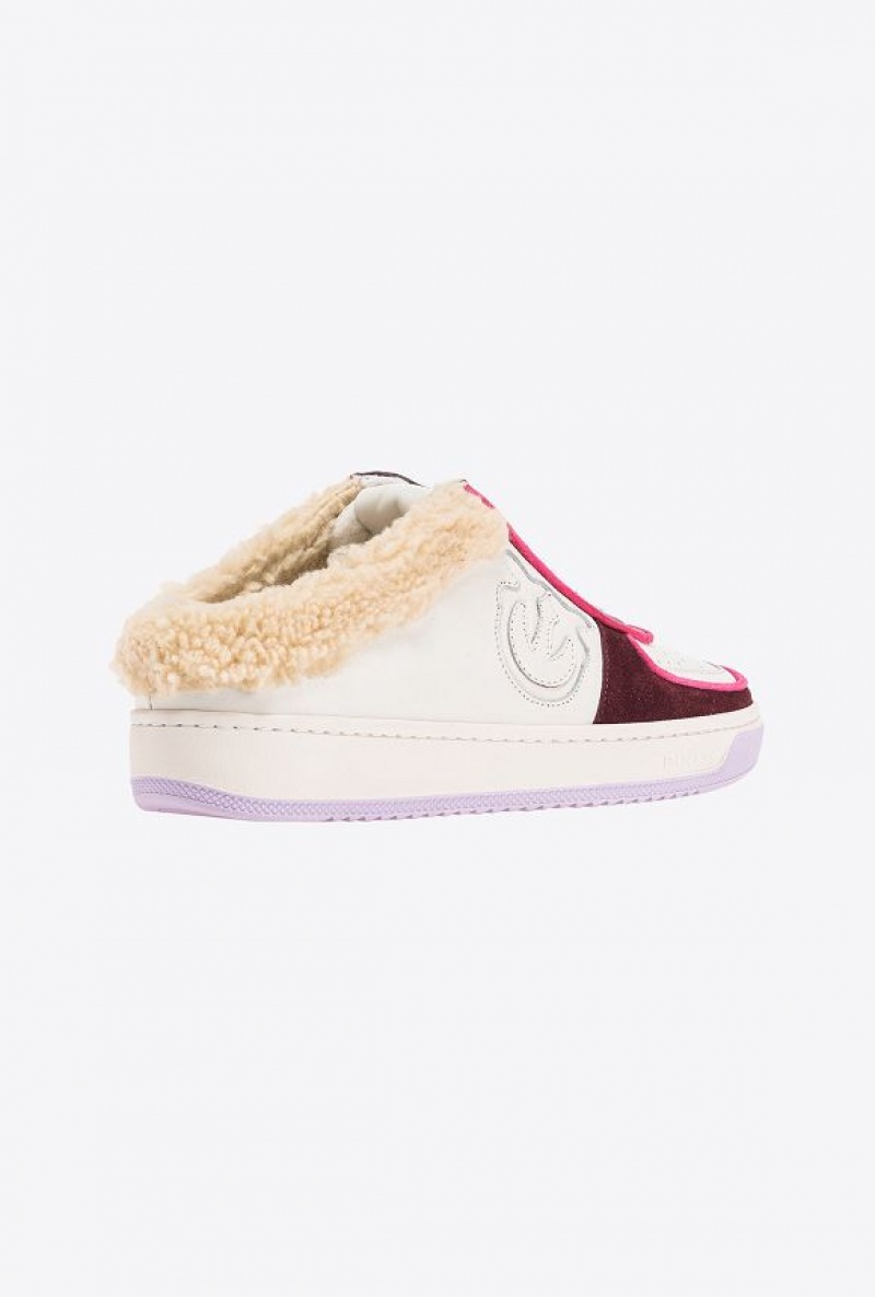 Pinko Pinko Basketball Mule Sneakers | Acbc WHITE/BURGUNDY/FUSCHIA | SN-PKO34125