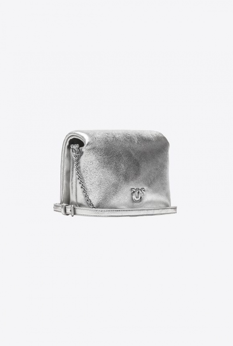 Pinko Pinko Galleria Baby Love Bag Click Puff In Laminated Nappa Leather SILVER-BLOCK COLOUR | SN-PKO32686