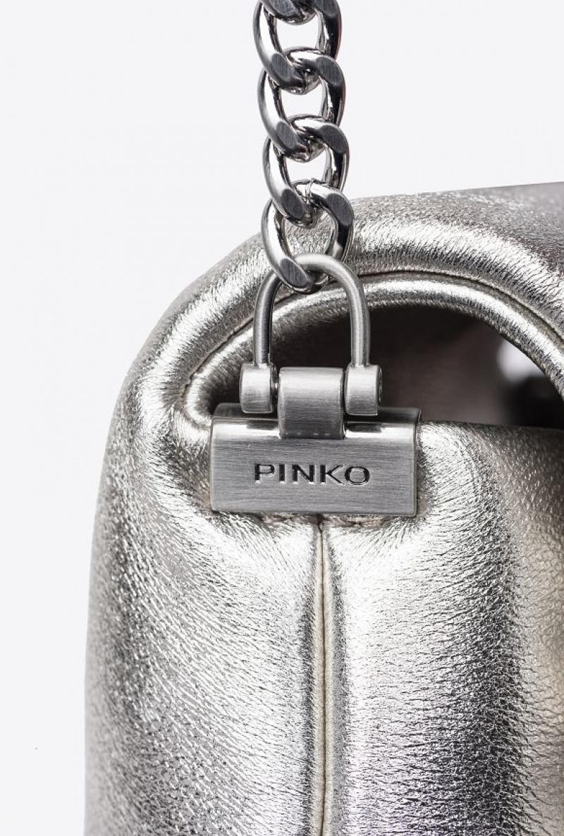 Pinko Pinko Galleria Baby Love Bag Click Puff In Laminated Nappa Leather SILVER-BLOCK COLOUR | SN-PKO32686