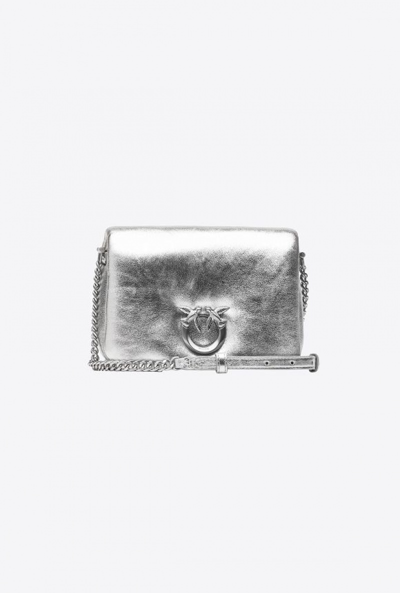 Pinko Pinko Galleria Baby Love Bag Click Puff In Laminated Nappa Leather SILVER-BLOCK COLOUR | SN-PKO32686