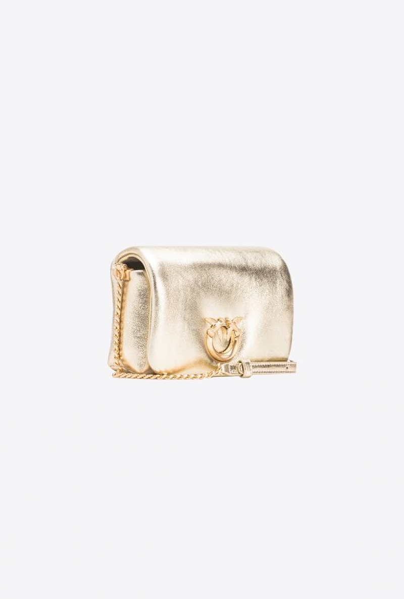 Pinko Pinko Galleria Baby Love Bag Click Puff In Laminated Nappa Leather GOLD-BLOCK COLOUR | SN-PKO32692