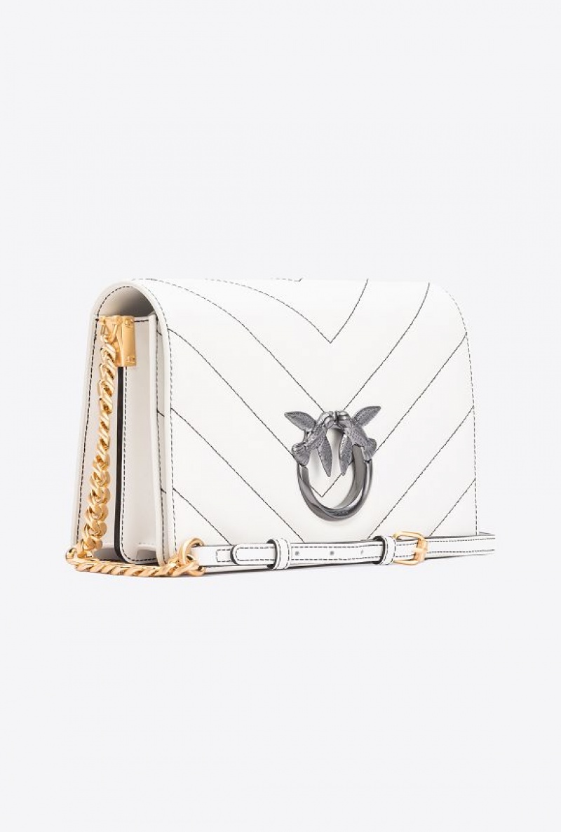 Pinko Pinko Galleria Classic Love Bag Click Big Chevron Opposite SILK WHITE+COLOUR CONTRASTING COLOUR | SN-PKO32418