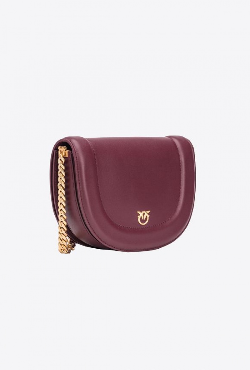 Pinko Pinko Galleria Classic Love Bag Click Round BURGUNDY - WINDSOR WINE-BRUSHED GOLD | SN-PKO32325