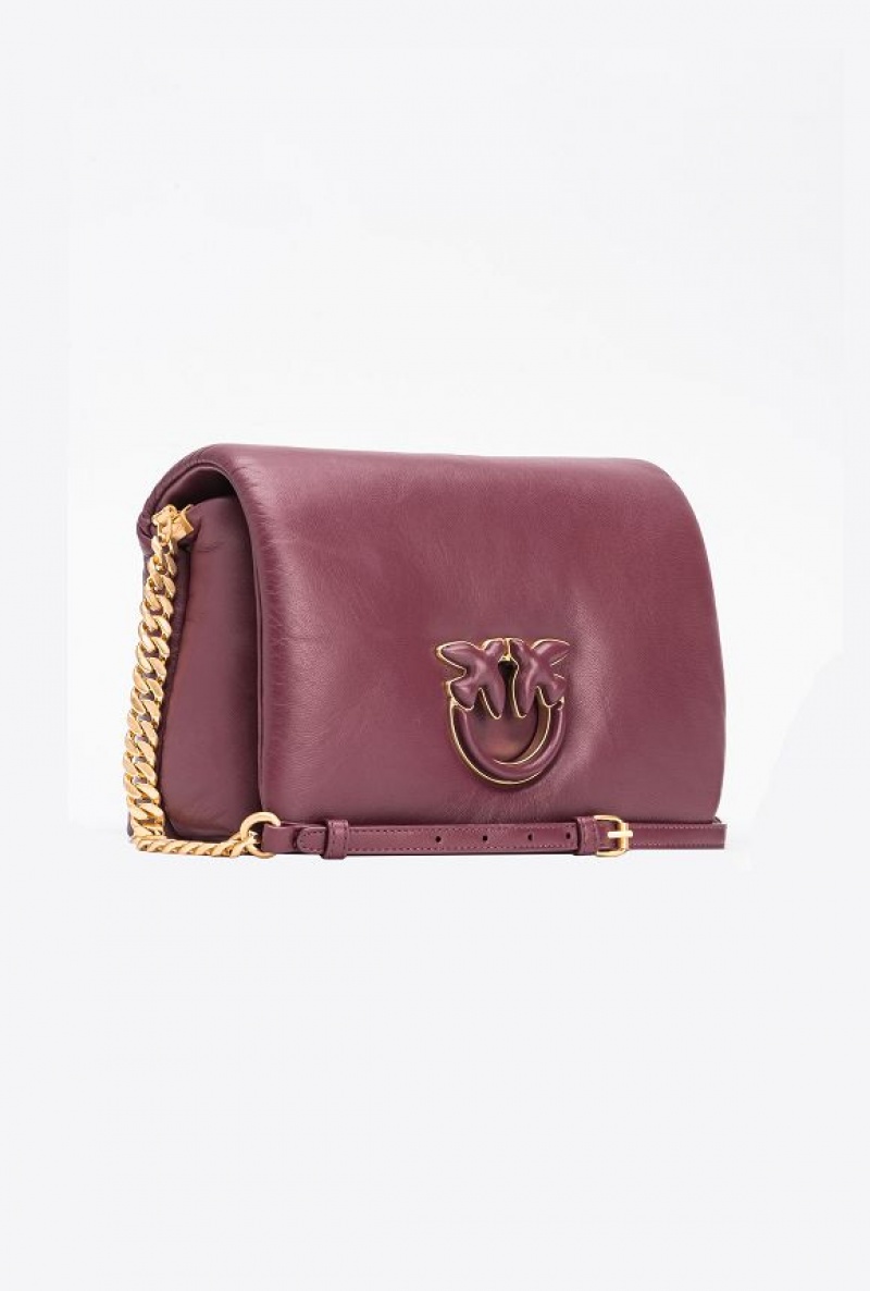 Pinko Pinko Galleria Classic Love Bag Click Puff BURGUNDY - WINDSOR WINE-BRUSHED GOLD | SN-PKO32361