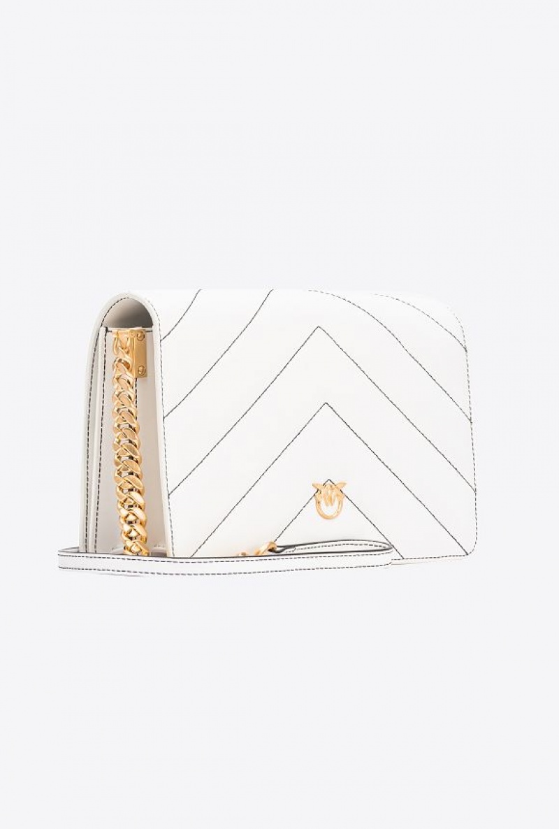 Pinko Pinko Galleria Classic Love Bag Click Big Chevron Opposite SILK WHITE+COLOUR CONTRASTING COLOUR | SN-PKO32960