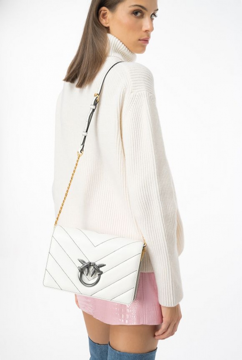 Pinko Pinko Galleria Classic Love Bag Click Big Chevron Opposite SILK WHITE+COLOUR CONTRASTING COLOUR | SN-PKO32960