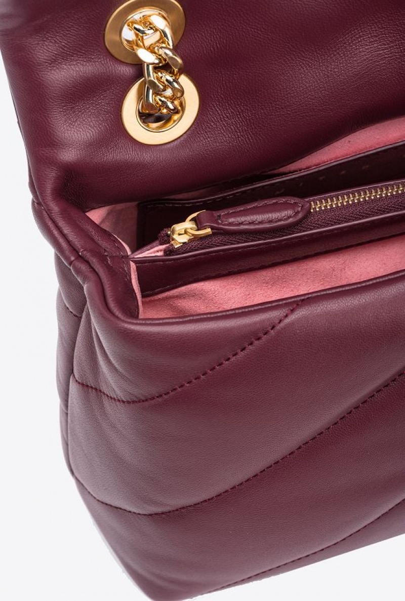 Pinko Pinko Galleria Classic Love Bag Puff BURGUNDY - WINDSOR WINE-BRUSHED GOLD | SN-PKO32336