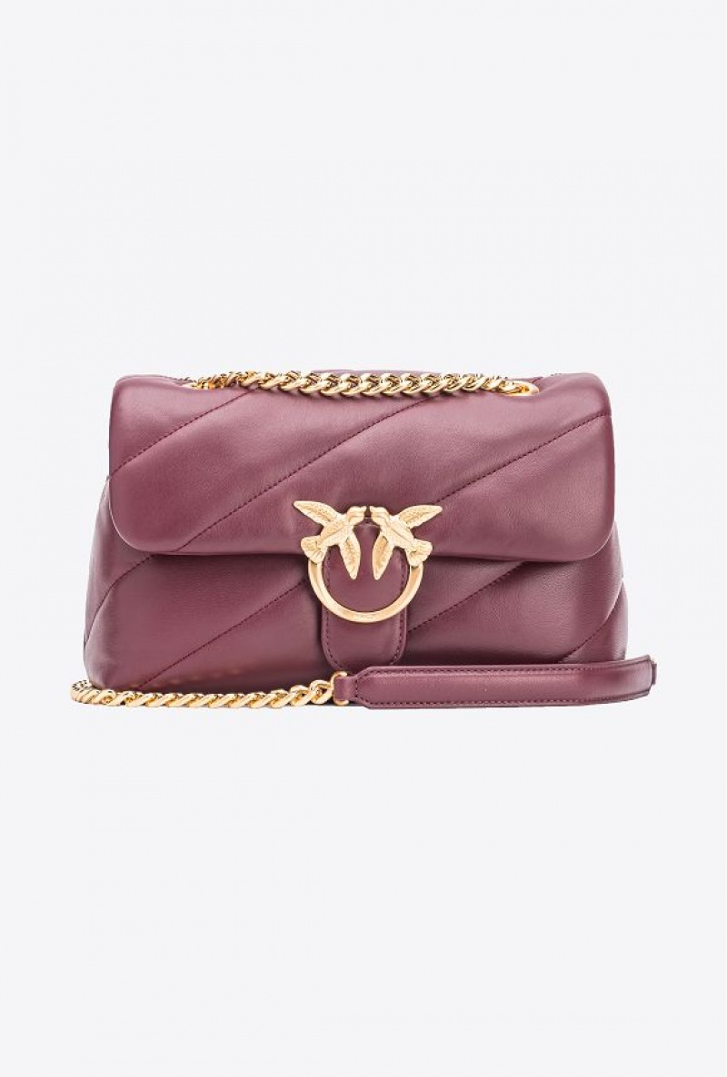 Pinko Pinko Galleria Classic Love Bag Puff BURGUNDY - WINDSOR WINE-BRUSHED GOLD | SN-PKO32336