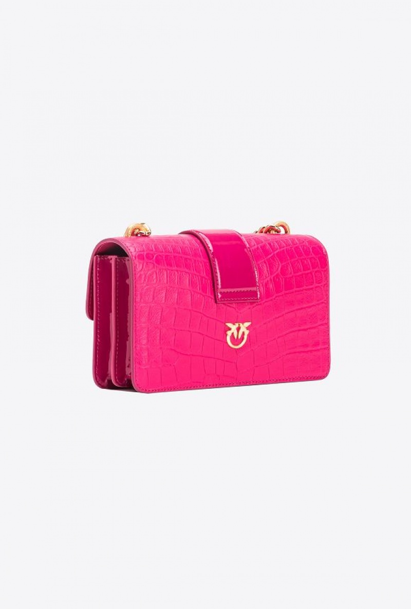 Pinko Pinko Galleria Crocodile Patent Leather Mini Love Bag One PINKO PINK-BRUSHED GOLD | SN-PKO32644