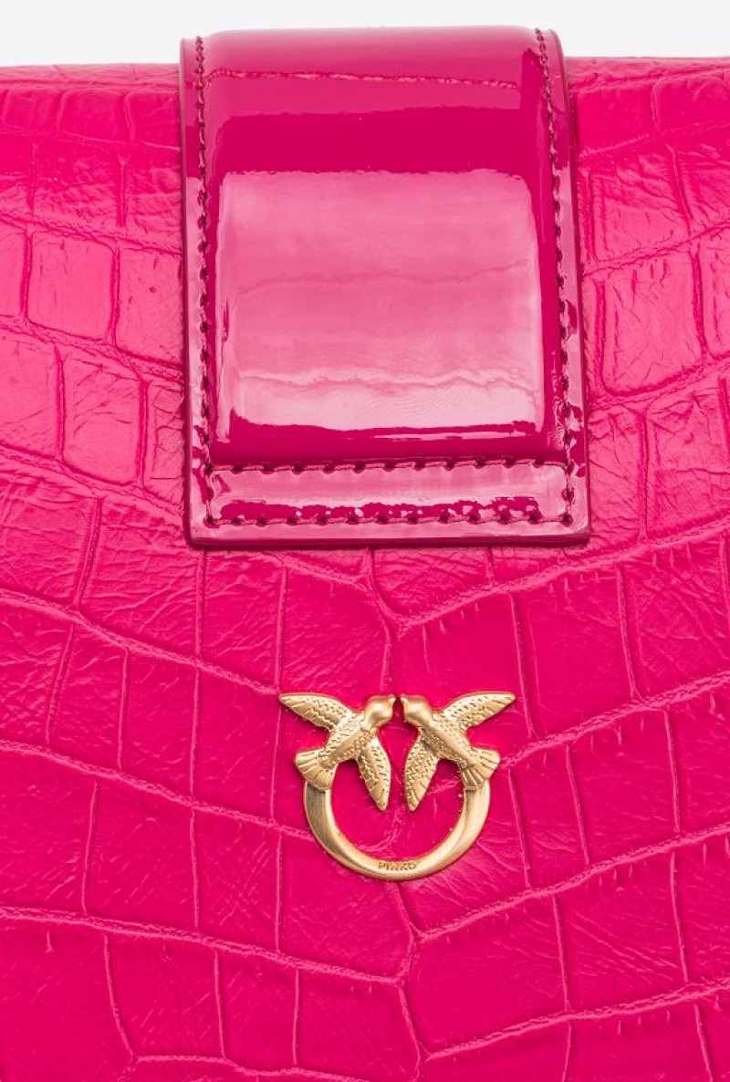 Pinko Pinko Galleria Crocodile Patent Leather Mini Love Bag One PINKO PINK-BRUSHED GOLD | SN-PKO32644