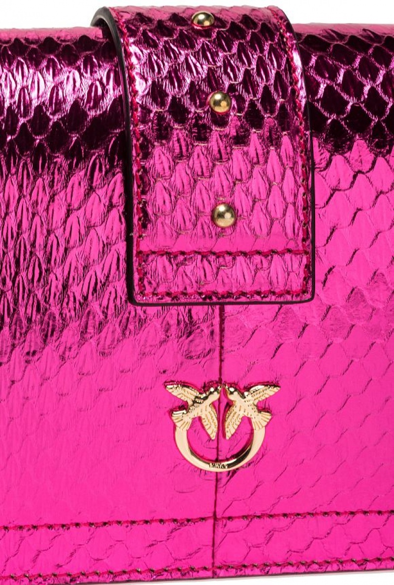 Pinko Pinko Galleria Laminated Reptile Mini Love Bag One FUCHSIA-SHINY GOLD | SN-PKO32704