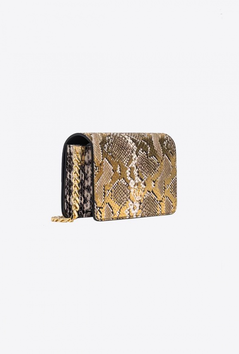 Pinko Pinko Galleria Mini Love Bag Click In Laminated Reptile Skin HI7Y | SN-PKO32915