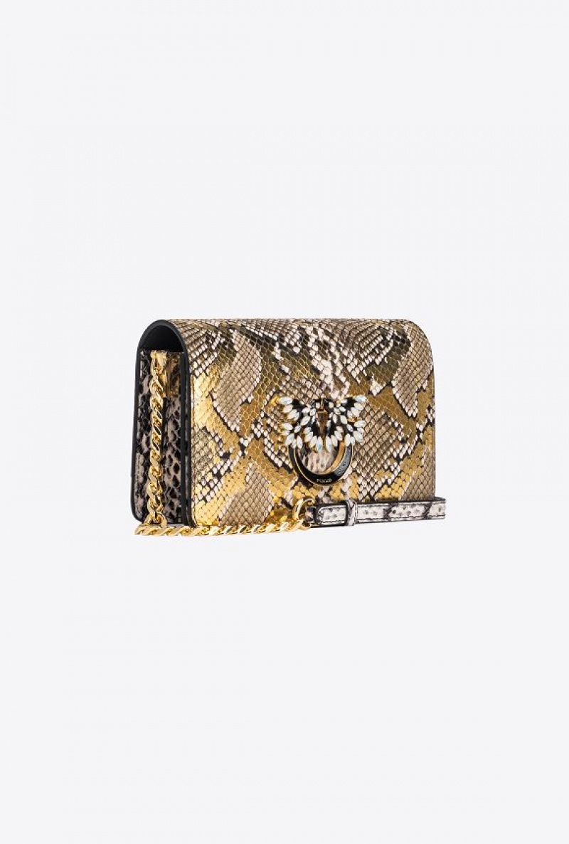 Pinko Pinko Galleria Mini Love Bag Click In Laminated Reptile Skin HI7Y | SN-PKO32915