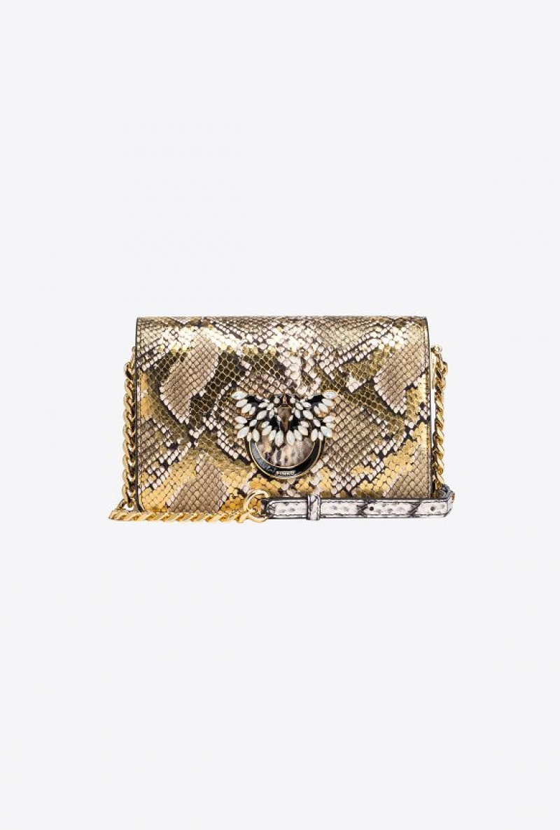 Pinko Pinko Galleria Mini Love Bag Click In Laminated Reptile Skin HI7Y | SN-PKO32915