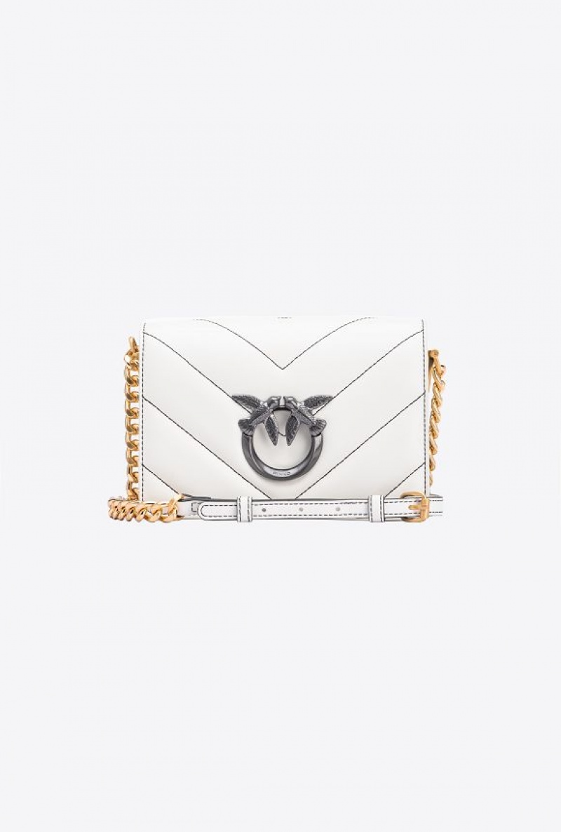 Pinko Pinko Galleria Mini Love Bag Click Big Chevron Opposite SILK WHITE+COLOUR CONTRASTING COLOUR | SN-PKO32959