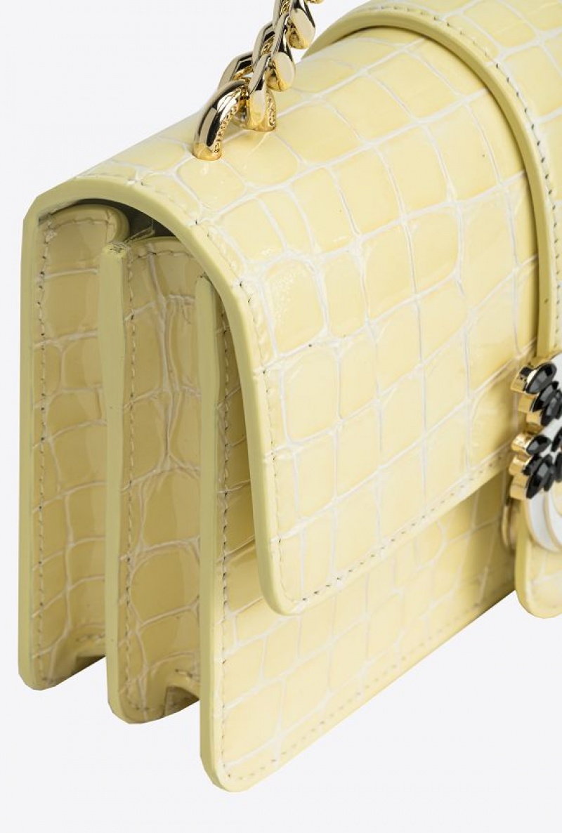 Pinko Pinko Galleria Mini Love Bag One In Shiny Crocodile-print Leather S14L | SN-PKO32909