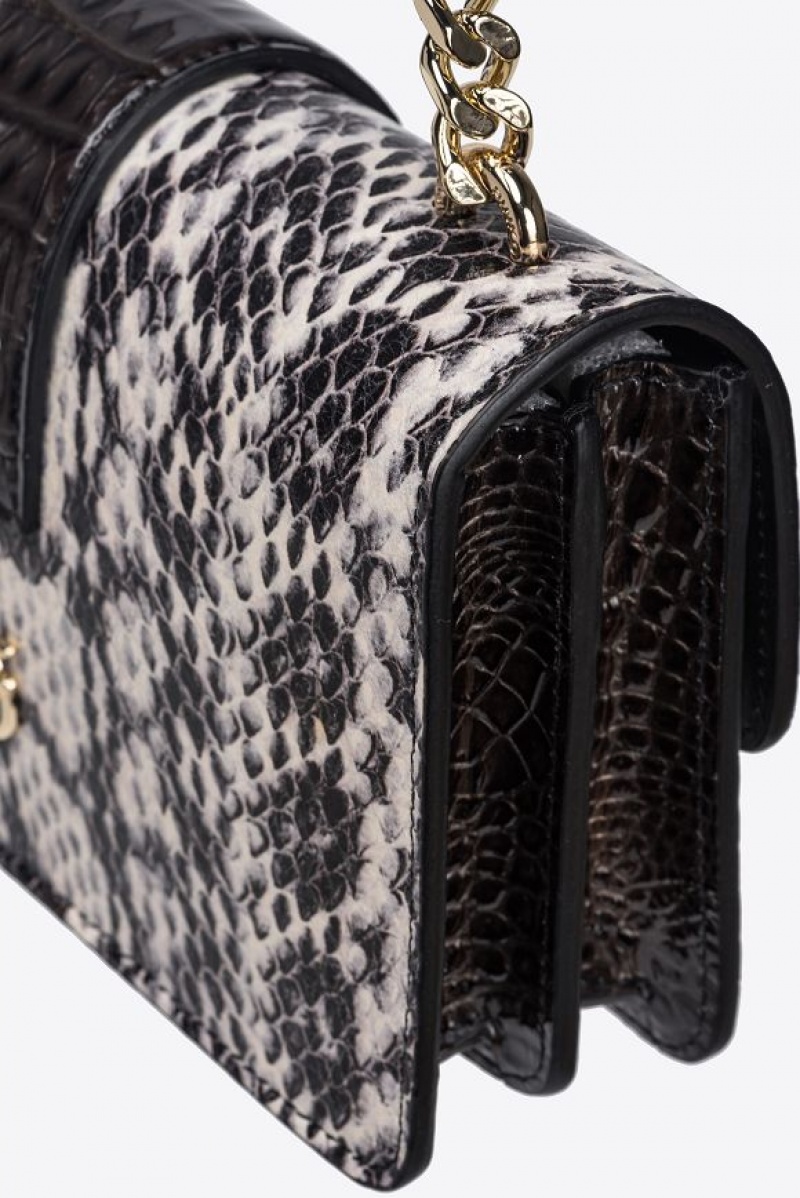 Pinko Pinko Galleria Mini Love Bag One In Reptile And Crocodile-print Leather ZZ1L | SN-PKO32913