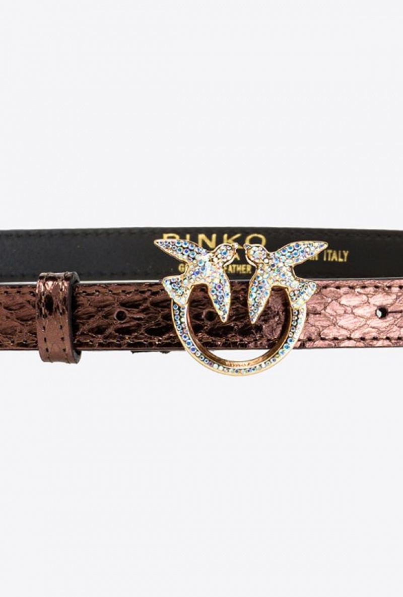 Pinko Pinko Galleria Thin Laminated Reptile Skin Belt PURPLE-SHINY GOLD | SN-PKO34193