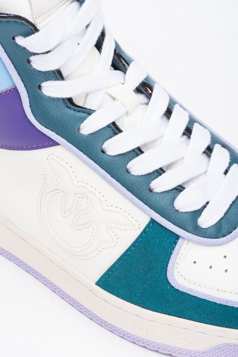 Pinko Pinko High-top Basketball Sneakers | Acbc MULTI. WHITE/GREEN/PURPLE | SN-PKO34127