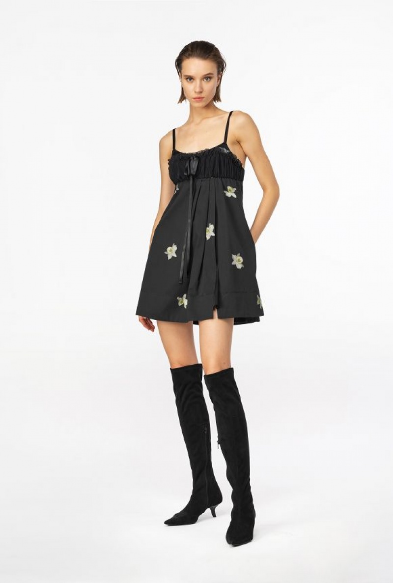 Pinko Pinko Reimagine Babydoll Mini Dress By Patrick Mcdowell BLACK/WHITE | SN-PKO33024