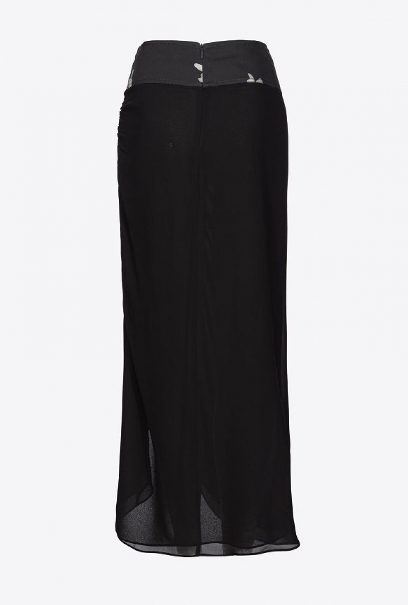 Pinko Pinko Reimagine Georgette Midi Skirt By Patrick Mcdowell LIMO BLACK | SN-PKO34060