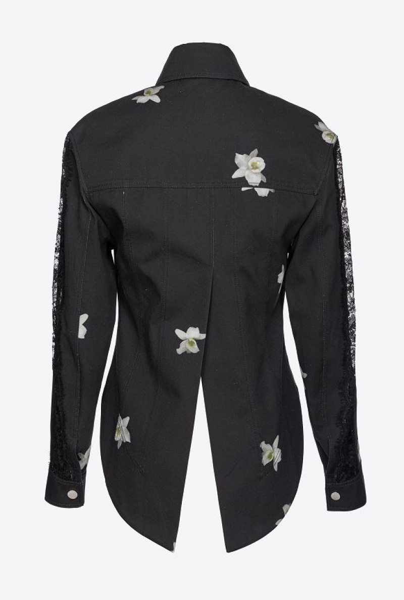 Pinko Pinko Reimagine Orchid-print Jacket By Patrick Mcdowell BLACK/WHITE | SN-PKO33595