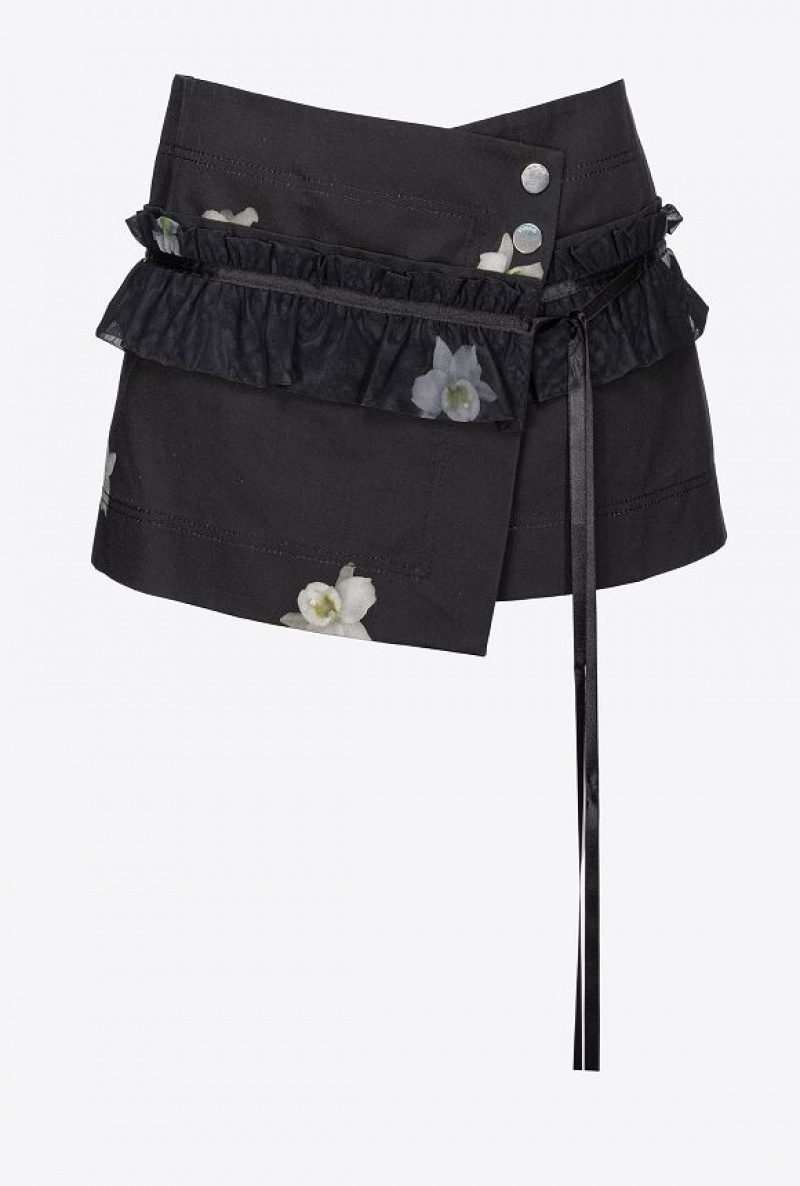 Pinko Pinko Reimagine Orchid-print Mini Skirt By Patrick Mcdowell BLACK/WHITE | SN-PKO34061