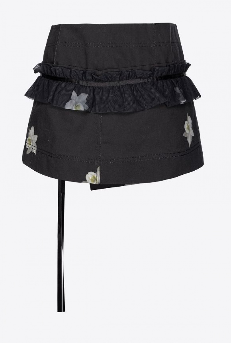 Pinko Pinko Reimagine Orchid-print Mini Skirt By Patrick Mcdowell BLACK/WHITE | SN-PKO34061