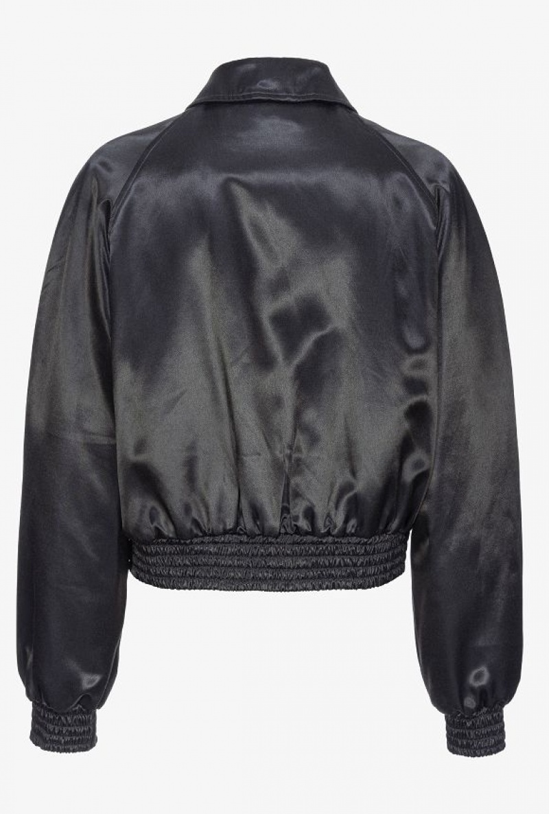 Pinko Pinko Reimagine Satin Bomber Jacket By Patrick Mcdowell LIMO BLACK | SN-PKO33577