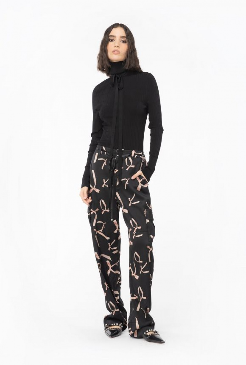 Pinko Pinko Reimagine Silk-blend Turtleneck Sweater By Patrick Mcdowell LIMO BLACK | SN-PKO33405