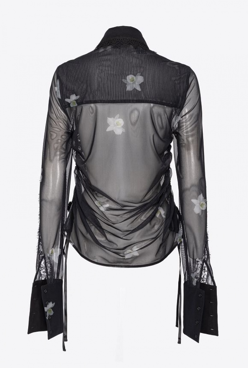 Pinko Pinko Reimagine Transparent Shirt By Patrick Mcdowell BLACK/WHITE | SN-PKO33173