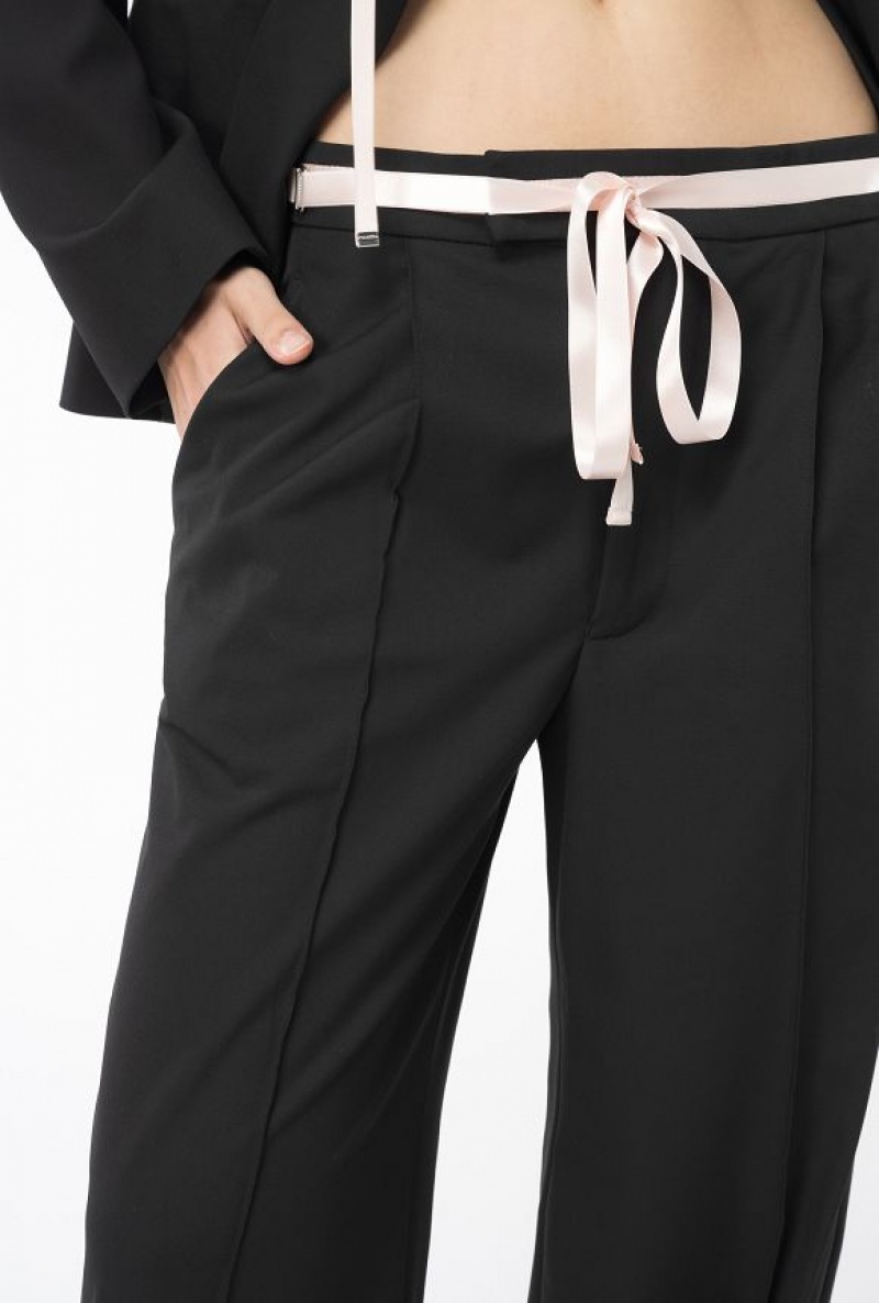 Pinko Pinko Reimagine Trousers With Ribbon By Patrick Mcdowell BLACK/PINK | SN-PKO33681