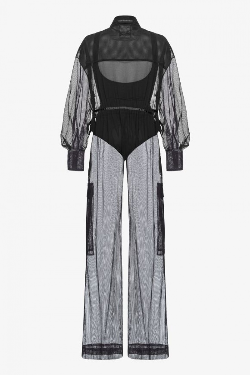 Pinko Pinko Reimagine Tulle Cargo Jumpsuit By Patrick Mcdowell LIMO BLACK | SN-PKO32974