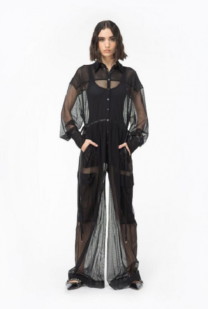 Pinko Pinko Reimagine Tulle Cargo Jumpsuit By Patrick Mcdowell LIMO BLACK | SN-PKO32974