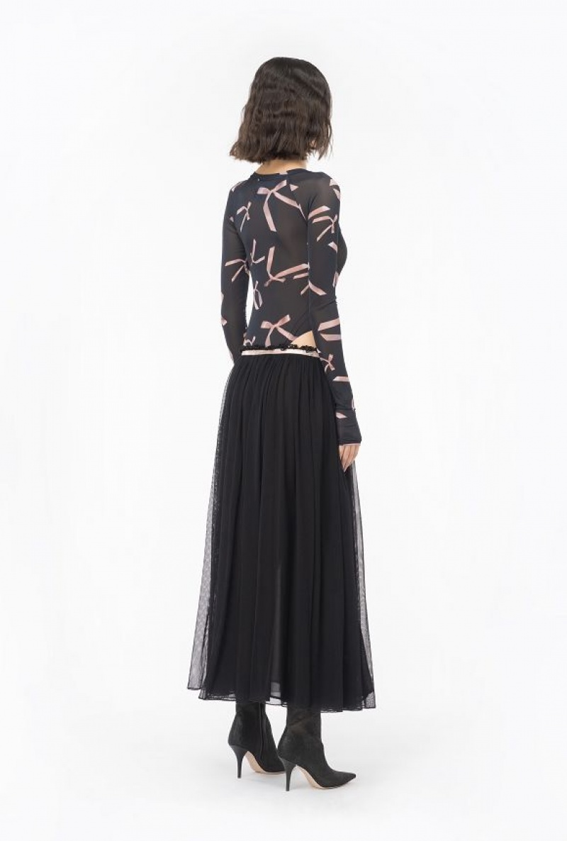 Pinko Pinko Reimagine Tulle Long Skirt By Patrick Mcdowell BLACK/PINK | SN-PKO34045