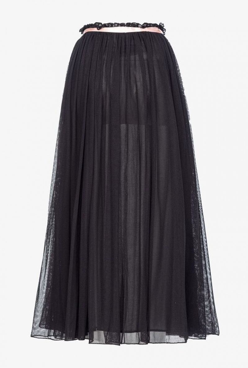 Pinko Pinko Reimagine Tulle Long Skirt By Patrick Mcdowell BLACK/PINK | SN-PKO34045