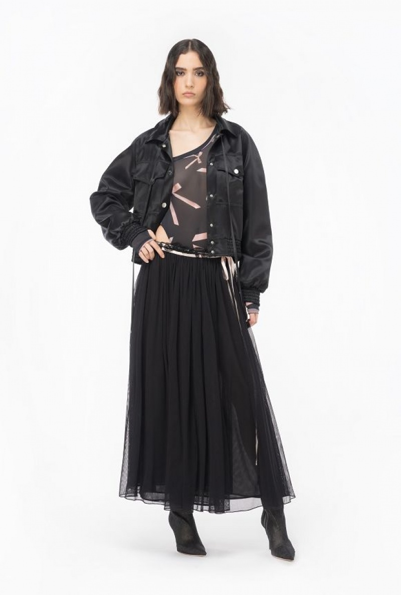 Pinko Pinko Reimagine Tulle Long Skirt By Patrick Mcdowell BLACK/PINK | SN-PKO34045