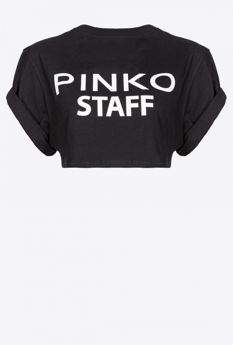 Pinko Pinko Staff Crop Top BLACK/WHITE | SN-PKO33287