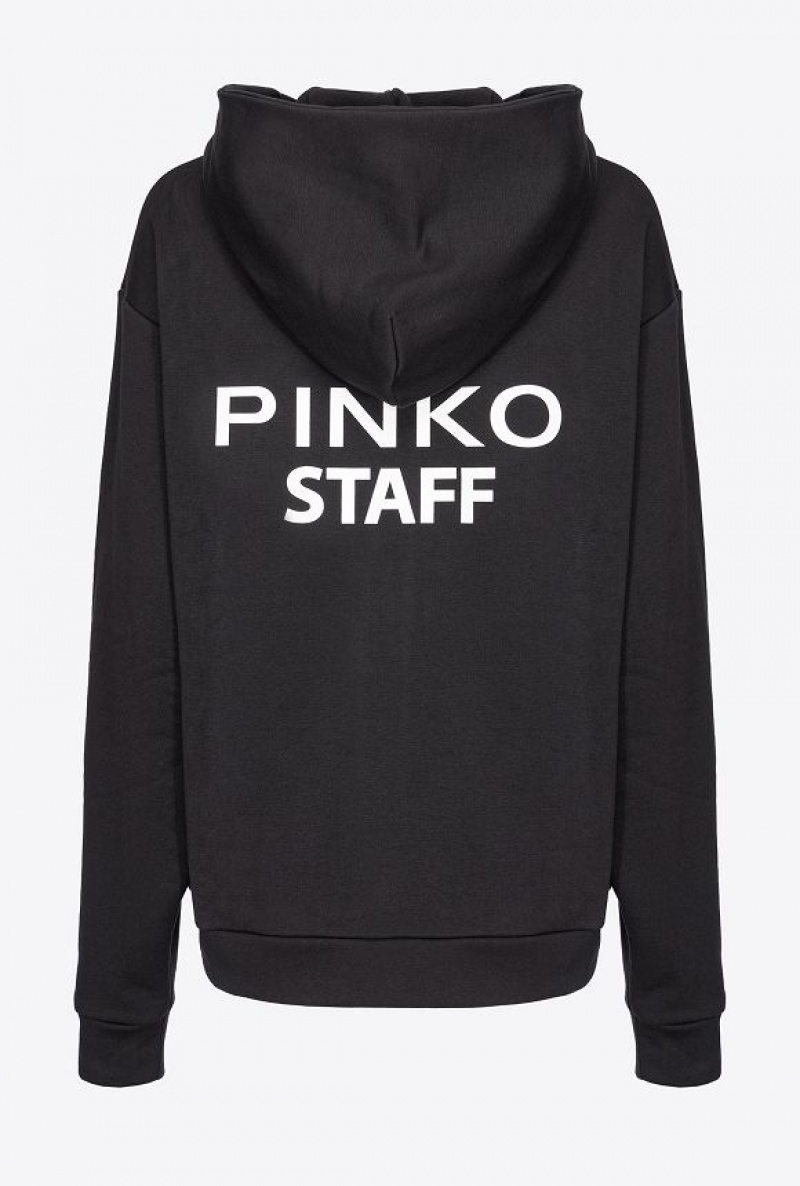 Pinko Pinko Staff Zipped Sweatshirt BLACK/WHITE | SN-PKO33480