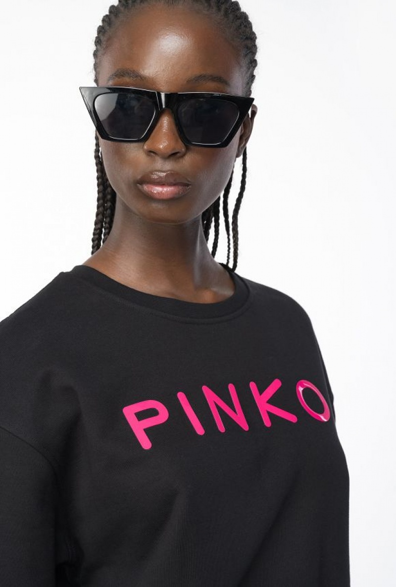 Pinko Pinko-print Sweatshirt LIMO BLACK | SN-PKO33449