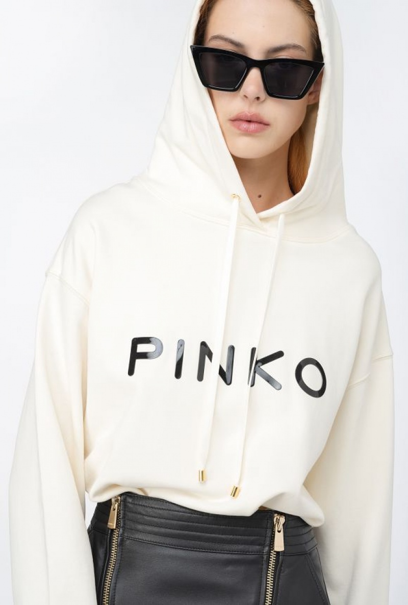 Pinko Pinko-print Sweatshirt PINK SMOKE WHITE | SN-PKO33421