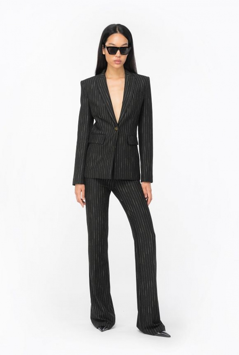 Pinko Pinstriped Blazer BLACK/BEIGE | SN-PKO33983