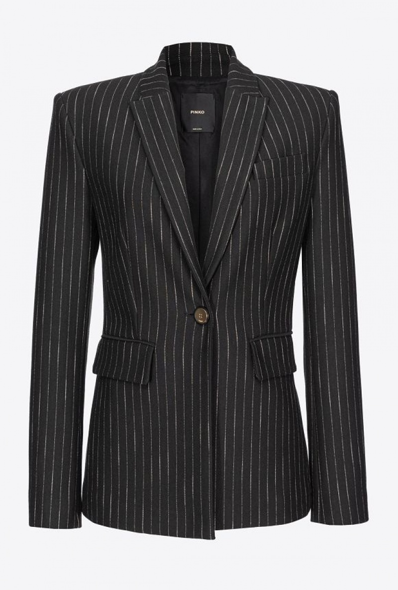 Pinko Pinstriped Blazer BLACK/BEIGE | SN-PKO33983