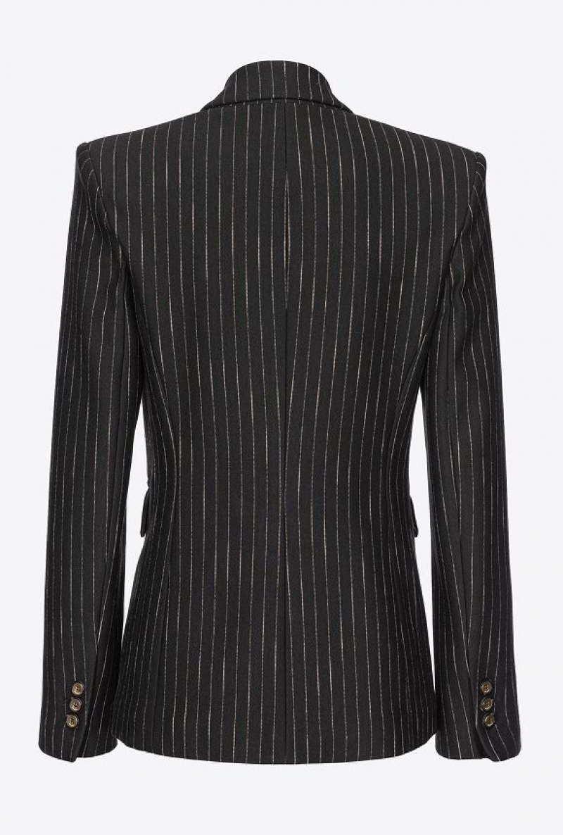 Pinko Pinstriped Blazer BLACK/BEIGE | SN-PKO33983