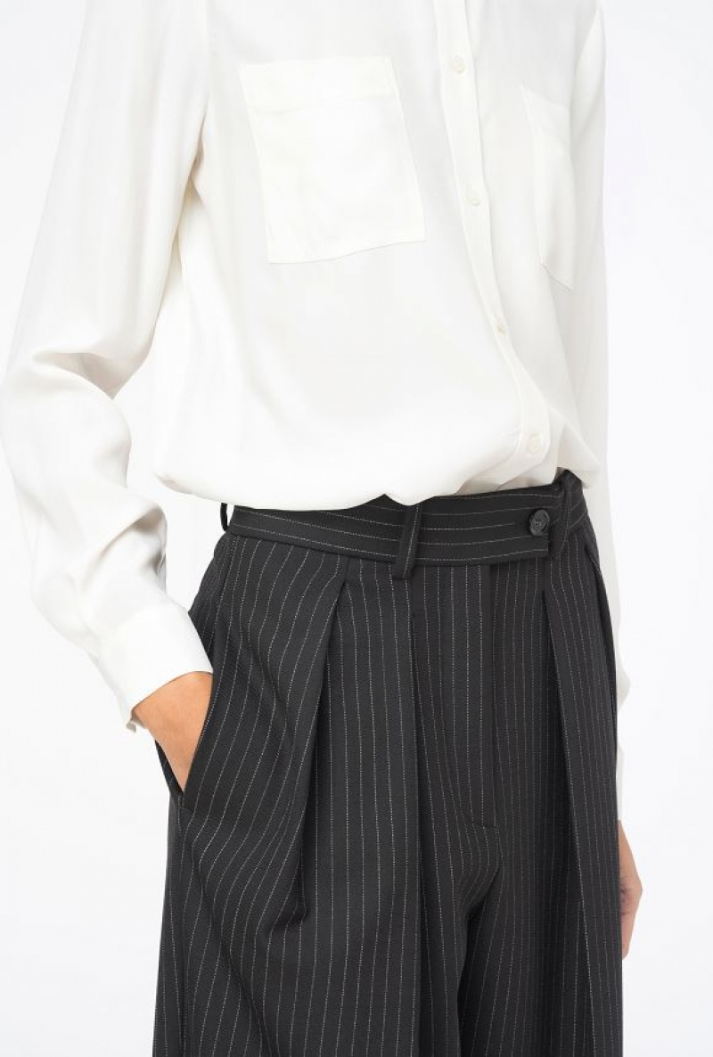 Pinko Pinstriped Palazzo Trousers BLACK/WHITE | SN-PKO33792