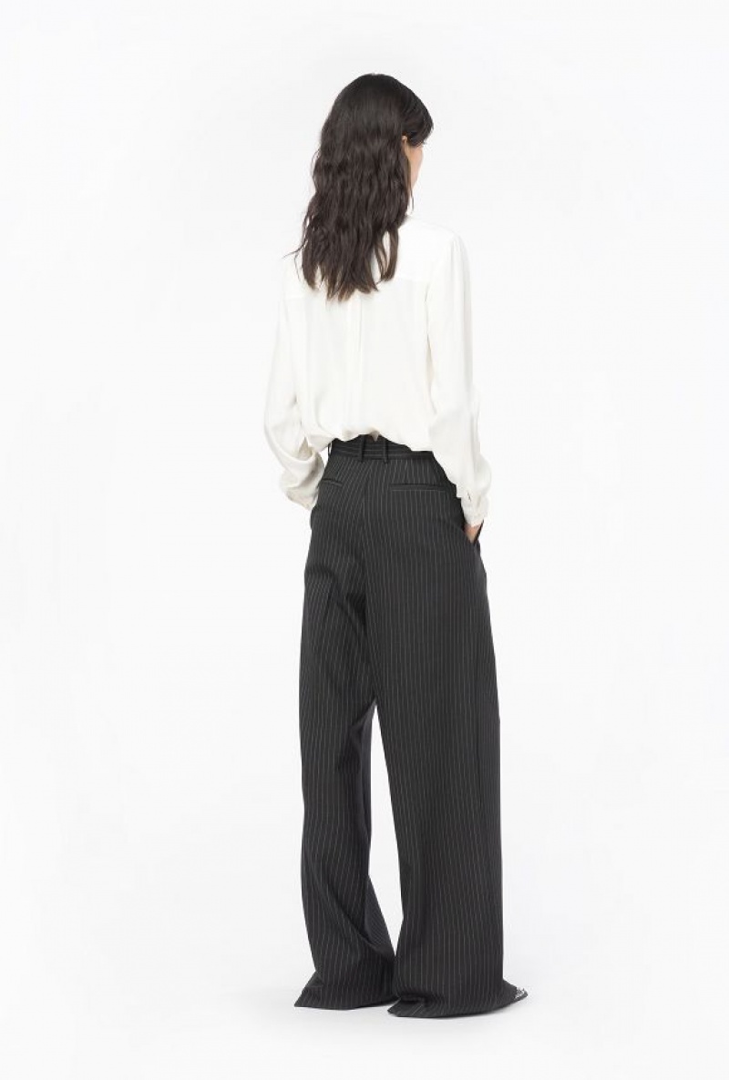 Pinko Pinstriped Palazzo Trousers BLACK/WHITE | SN-PKO33792