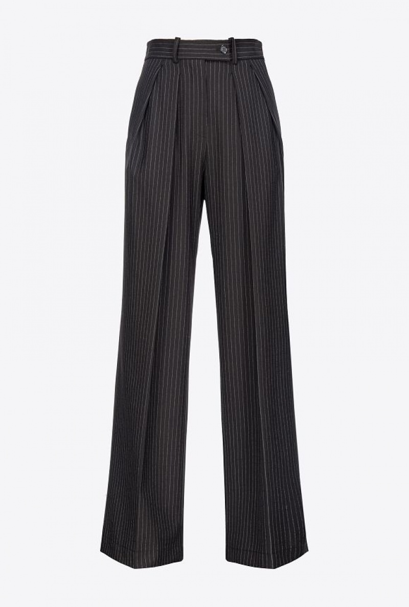 Pinko Pinstriped Palazzo Trousers BLACK/WHITE | SN-PKO33792