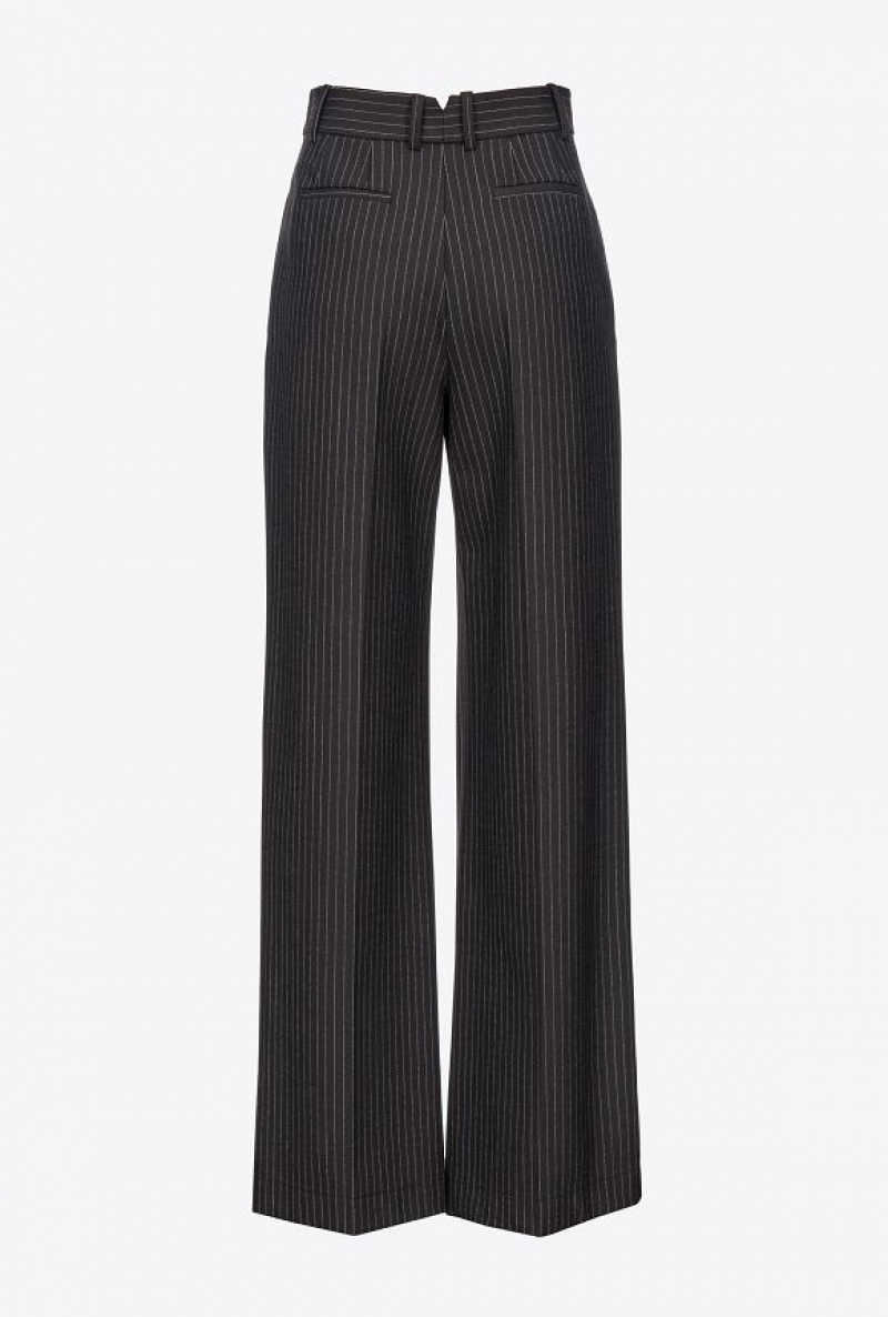 Pinko Pinstriped Palazzo Trousers BLACK/WHITE | SN-PKO33792